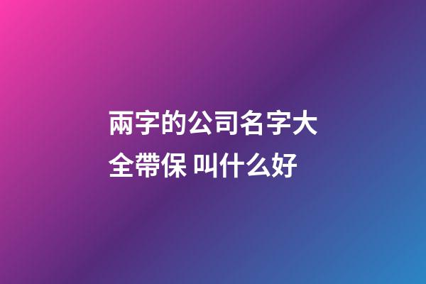 兩字的公司名字大全帶保 叫什么好-第1張-公司起名-玄機派